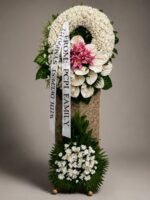 Always Loved - Pink Stargazer & White Anthurium Funeral Stand