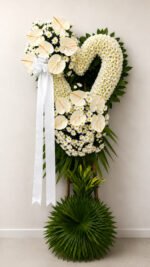 Pure Heart - White Heart Funeral Stand with Anthuriums