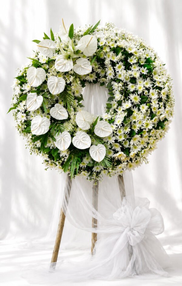 Deepest Sympathy - White Chrysanthemum Funeral Wreath