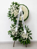 In Our Thoughts - White Chrysanthemum Funeral Stand