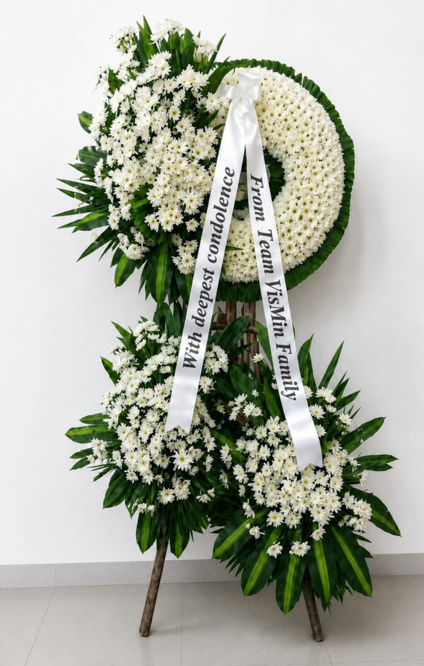 In Our Thoughts - White Chrysanthemum Funeral Stand