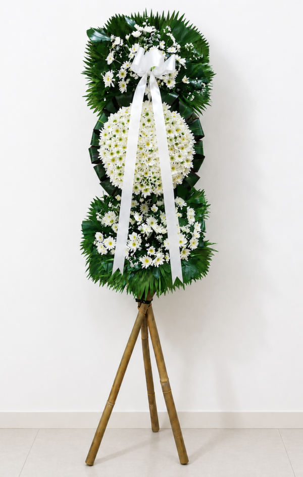 Simply at Peace - White Ball Chrysanthemum Funeral Stand