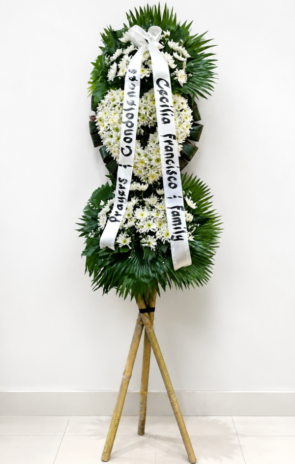 Serene Farewell - White Heart Chrysanthemum Funeral Stand